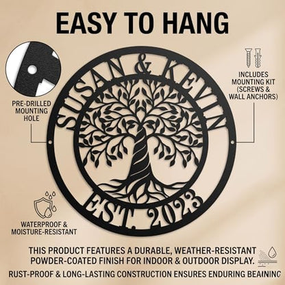 Personalized Tree of Life Metal Sign, Custom Tree of Life Wall Art