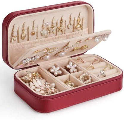 DesignSter Travel Jewelry Box, PU Leather Portable Jewelry Case, Small