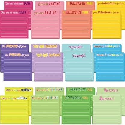 24Pcs Inspirational Sticky Notes with Lines Positive Affirmation