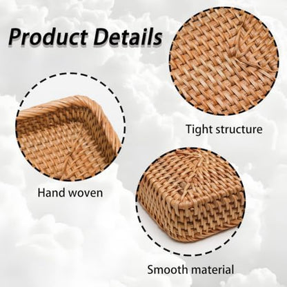 Small Rattan Key Tray for Entryway Table (10"x5.1"x1.8")