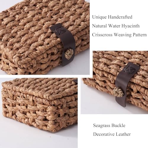 Decorative Box with Lid, Wicker Storage Basket, Water Hyacinth Woven