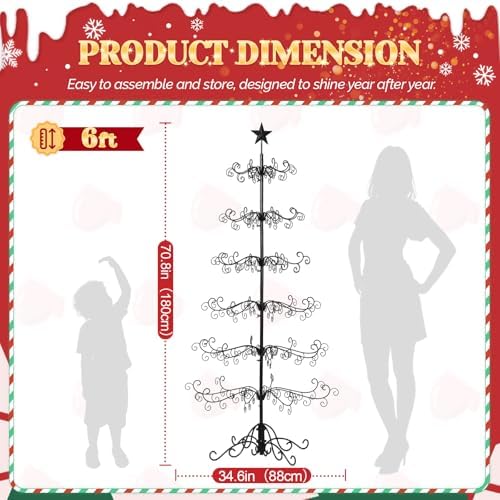 VINGLI 6ft Wrought Iron Christmas Tree w/192 Branch Tips, 6-Tier Metal