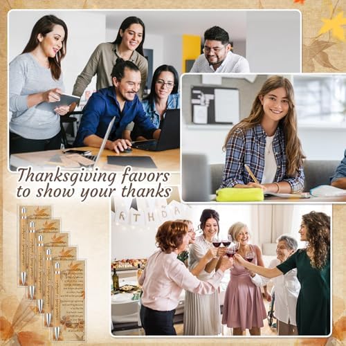 Epakh 50 Sets Thanksgiving Gifts Bulk, Fall Pens with Cards, Retro