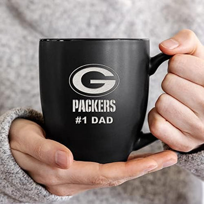 Rico Industries NFL Football #1 Dad 15oz Laser Engraved Matte Black