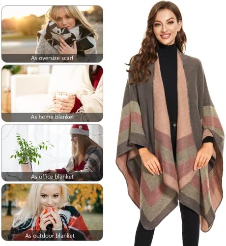 Shawl Wraps for Women, Elegant Knitted Cape Open Front Poncho Scarf