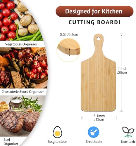 Zubebe 10Pcs Bamboo Cutting Board Bulk with Handle 11x5" Charcuterie