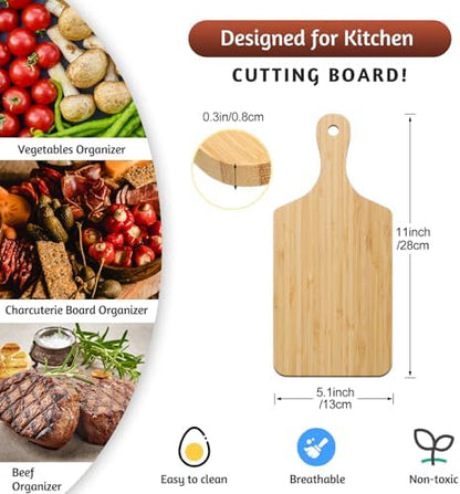 Zubebe 10Pcs Bamboo Cutting Board Bulk with Handle 11x5" Charcuterie
