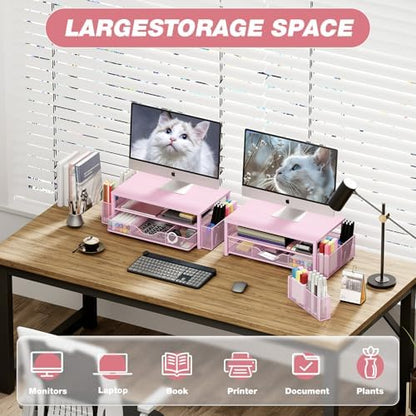 OPNICE Desk Organizer and Accessories, 2-Tier Computer Monitor Stand