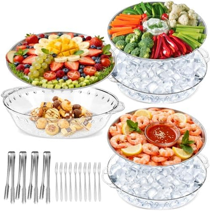 Chilled Serving Trays for Parties, Set of 3, 11.8"