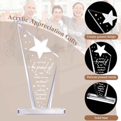 Maitys 1 Pcs Thank You Gift Employee Appreciation Acrylic Plaque Star