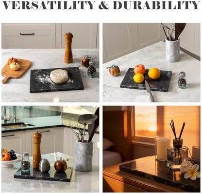 Natural Moroccan Fossil Stone Tray - Black Marble Decorative Serving