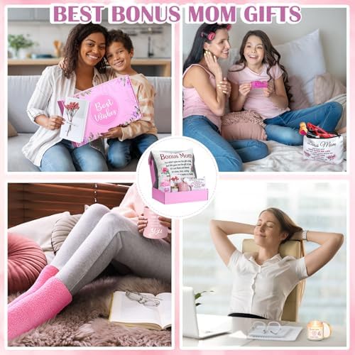 Dingion 11 Pcs Stepmom Gift Set 50x60 Throw Blanket Mug Makeup Bag