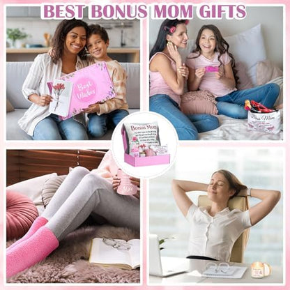 Dingion 11 Pcs Stepmom Gift Set 50x60 Throw Blanket Mug Makeup Bag