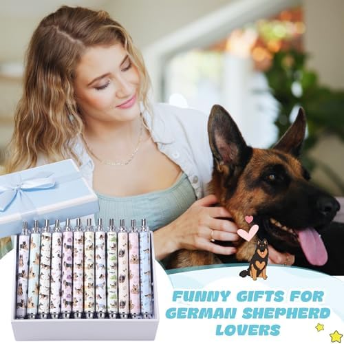 Dispowreath 12 Pcs German Shepherd Dog Retractable Ballpoint Pens