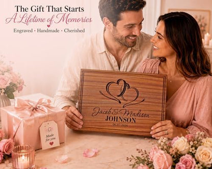 Personalized Wedding Gifts for Couple, Two Hearts Cutting Board Wood