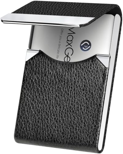 MaxGear Business Card Holder, PU Leather Business Card Case, Black