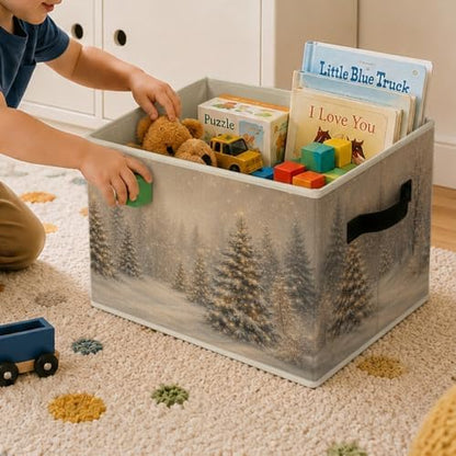 Christmas Winter Forest Foldable Storage Bins with Handles