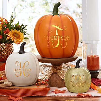 Let's Make Memories Name & Initial Light-Up Pumpkin, Silver Glitter