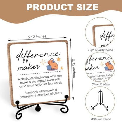 Funny Difference Maker Decor, Office Inspirational Quote Capybara Sign