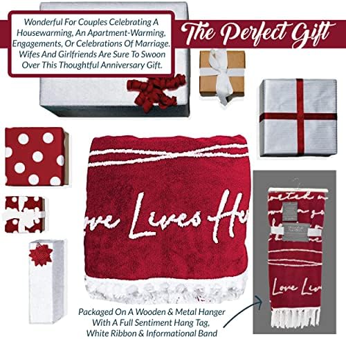 Pavilion Gift Company - Love Lives Here 50" x 60" Luxury Sherpa Tassel