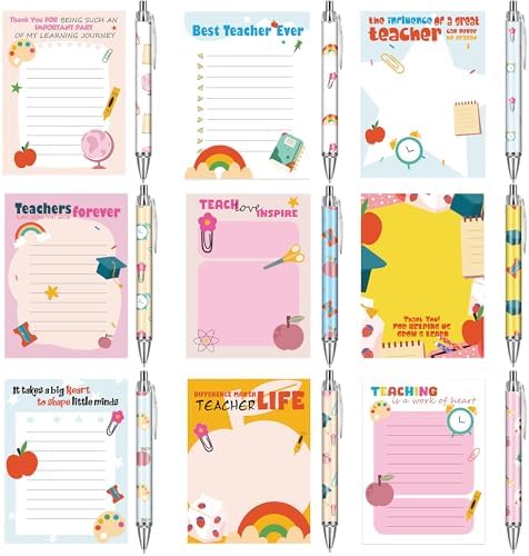 Teacher Sticky Notes and Pens, Classroom Notepads for School and Work