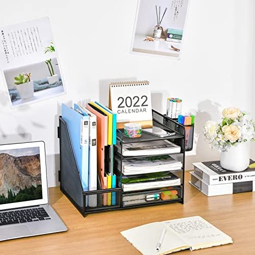 Marbrasse Desk Organizer with File Holder, 5-Tier Paper Letter Tray