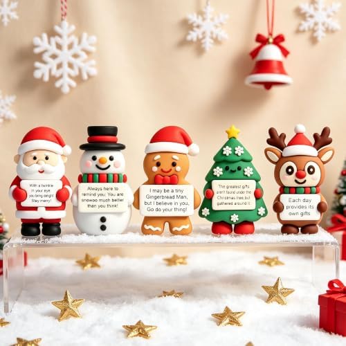 10Pcs Mini Christmas Figurines Positive Encouraging Gifts for