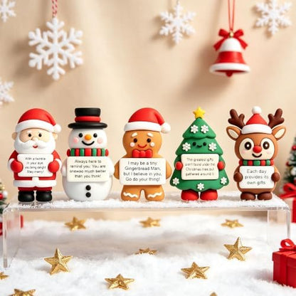 10Pcs Mini Christmas Figurines Positive Encouraging Gifts for