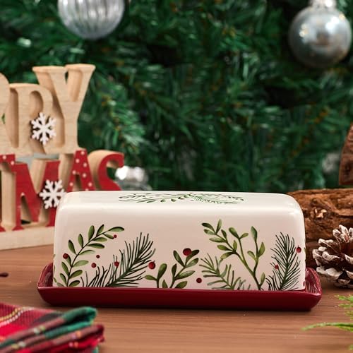 Bico Santa On The Way Ceramic Butter Dish with Lid, Wide Butter Keeper