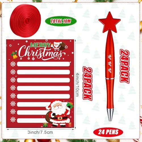 Eaasty 48 Pcs Christmas Notepads and Star Ballpoint Pens with Red