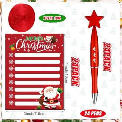 Eaasty 48 Pcs Christmas Notepads and Star Ballpoint Pens with Red