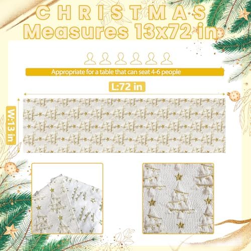 Christmas Table Runner Christmas Trees Beige Soft Plush Faux Fur 13x72