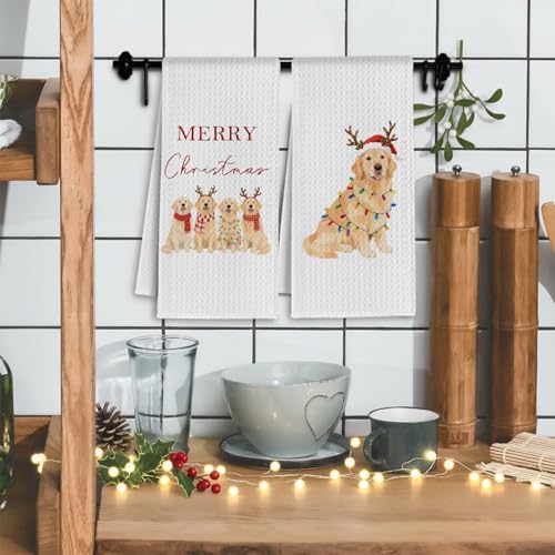 Golden Retriever Christmas Kitchen Towels, Gifts for Golden Retriever