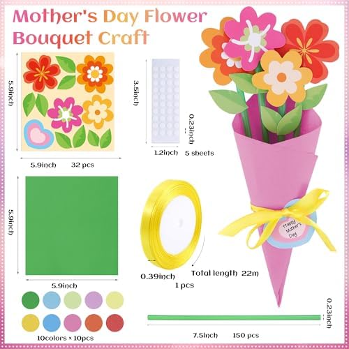 FULAIERGD 32 Set Mother's Day Flower Bouquet Paper Craft Kit-Mother's