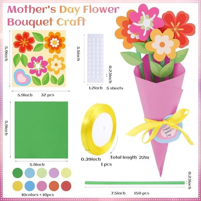 FULAIERGD 32 Set Mother's Day Flower Bouquet Paper Craft Kit-Mother's