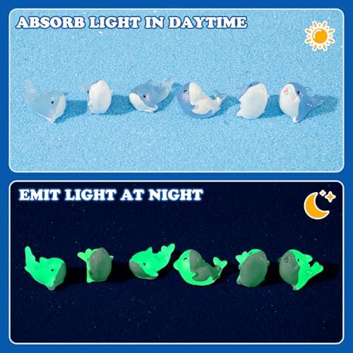 Rislobx 6Pcs Luminous Shark Car Dashboard Decorations, Mini Shark