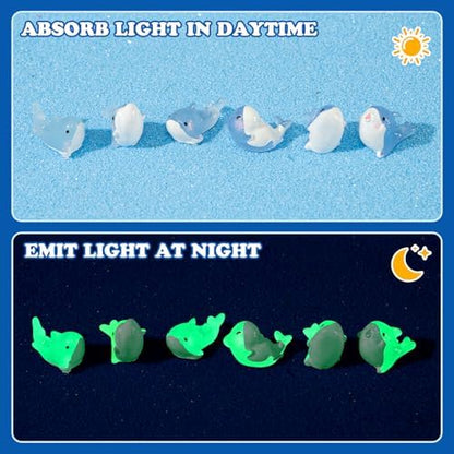 Rislobx 6Pcs Luminous Shark Car Dashboard Decorations, Mini Shark