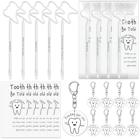 Gersoniel 10 Sets Dental Hygienist Appreciation Gifts Set Tooth Pens