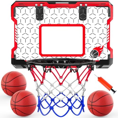 EagleStone Indoor Mini Basketball Hoop, Over The Door, 3 Balls, Steel