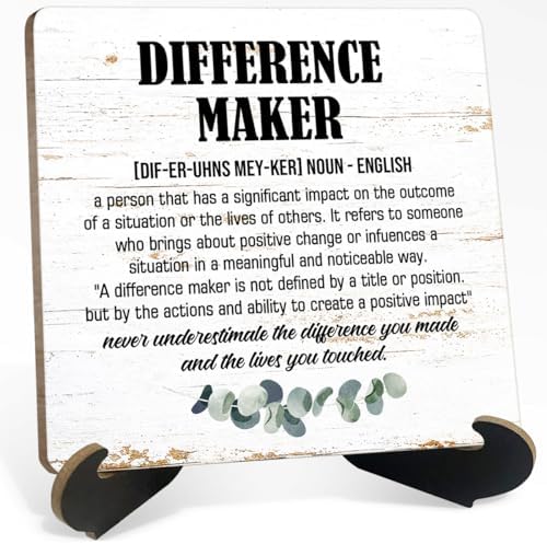 Difference Maker Definition Wooden Signs with Holder Stand
