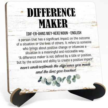Difference Maker Definition Wooden Signs with Holder Stand