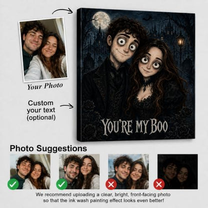 TWING Custom Gothic Photo Canvas, Halloween Portrait Art, 12x12