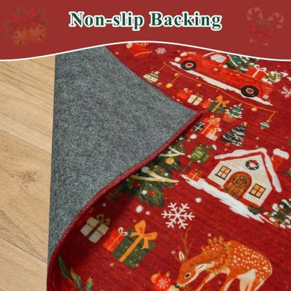 2x3 Christmas Cute Area Rug: Non-Slip Washable Winter Holiday Indoor