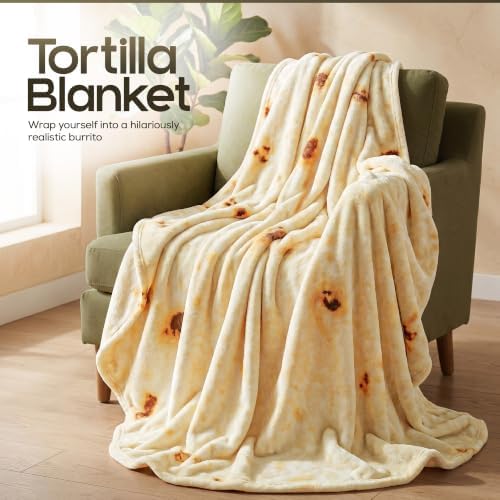 Utopia Bedding Burrito Tortilla Blanket, Funny Food Throw Blanket