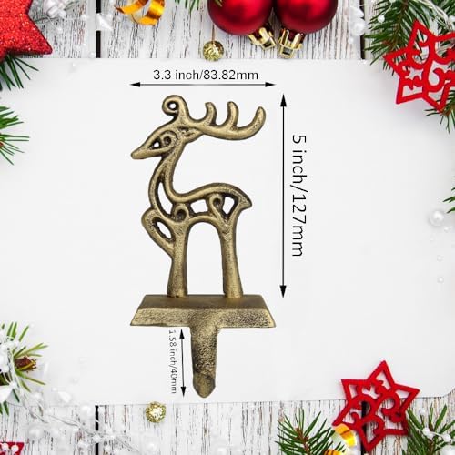 Christmas Stocking Holder, Reindeer Mantel Hanger Hook