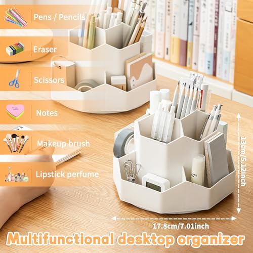 Cayxenful Pencil Pen Holder for Desk,9 Slots 360 Degree Rotating Desk