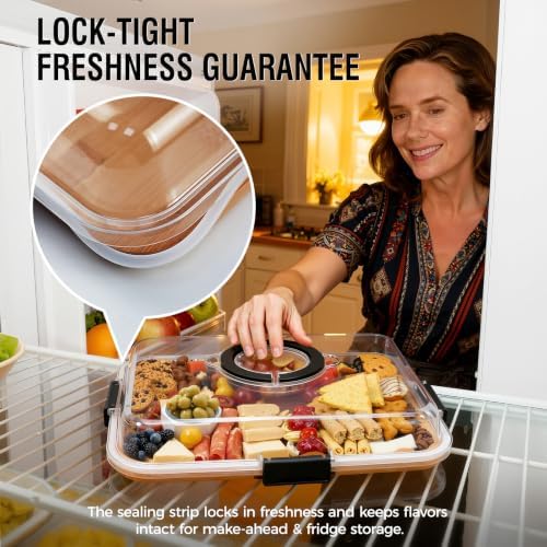 Renmxj Portable Charcuterie Boards with Lid, Cheese, Veggie & Snack