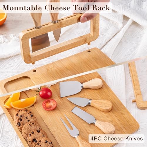 AISOSO Charcuterie Boards,Personalized Bamboo Cheese Board Set with 4