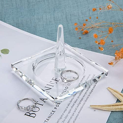 H&D HYALINE & DORA Crystal Glass Ring Holder Dish for Jewelry