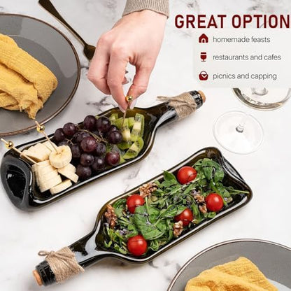 Melted Wine Bottle Serving Boards - Decorative Rectangle Serving Trays